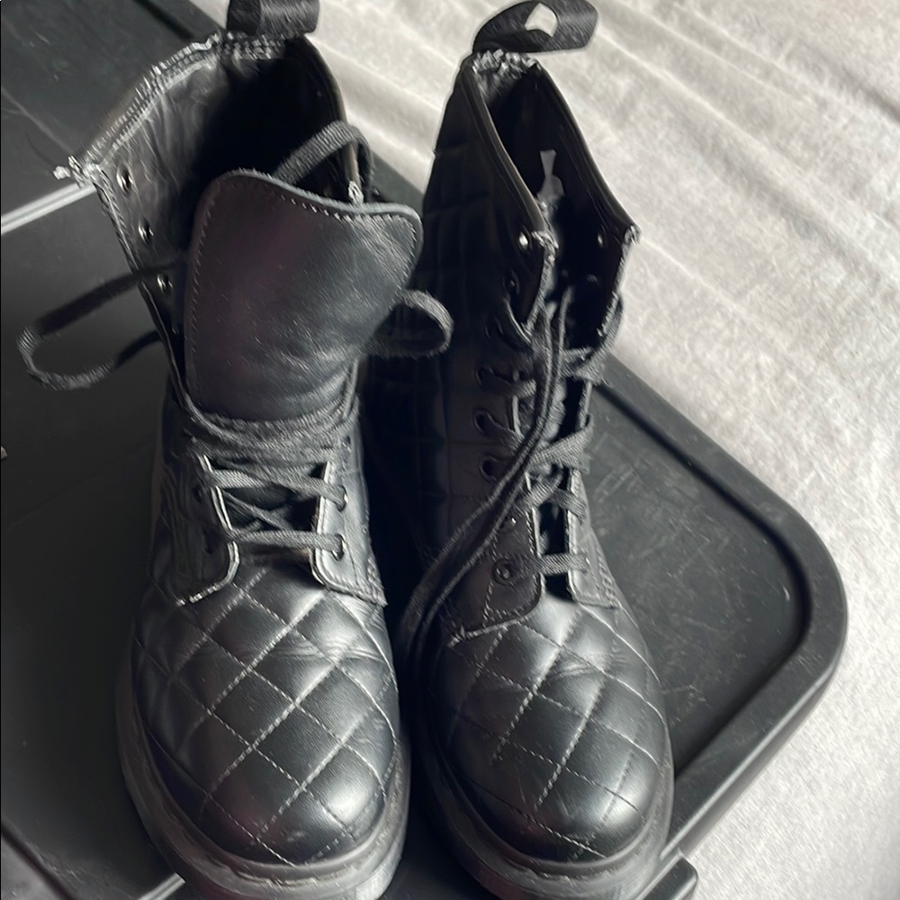 Dr. Martens Black Quilted Combat Boots ***